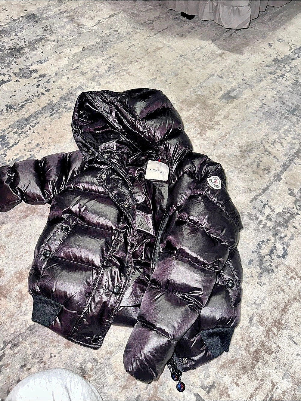 Moncler lux-fake (qr works) Enfant Glossy Hooded Down Puffer Jacket Black Hooded